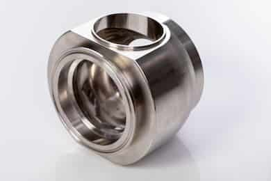 Stainless steel machining with ultra-smooth interior finished to a 10Ra and turned weld prep held to a +/-.001 location